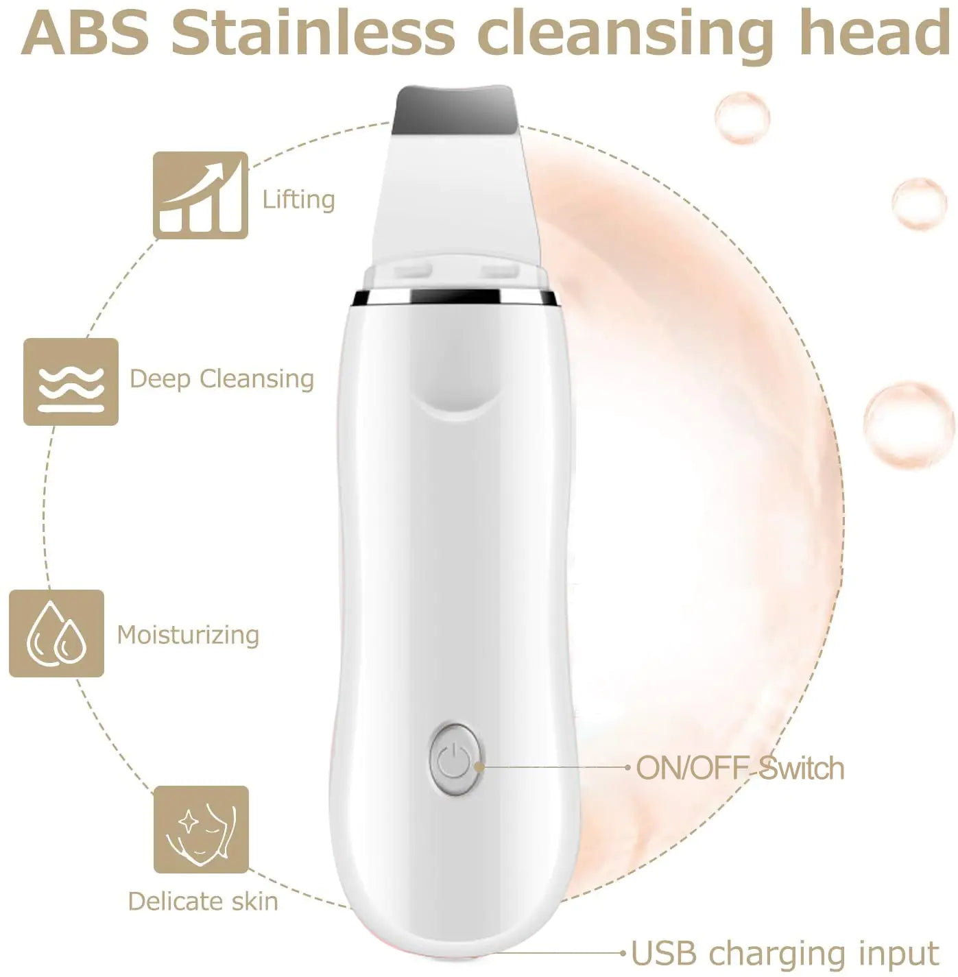 Ultrasonic Skin Scrubber KIT - Pore Cleaner Facial Ion Deep Face Cleaning Sonic Peeling Tools EMS Mesotherapy